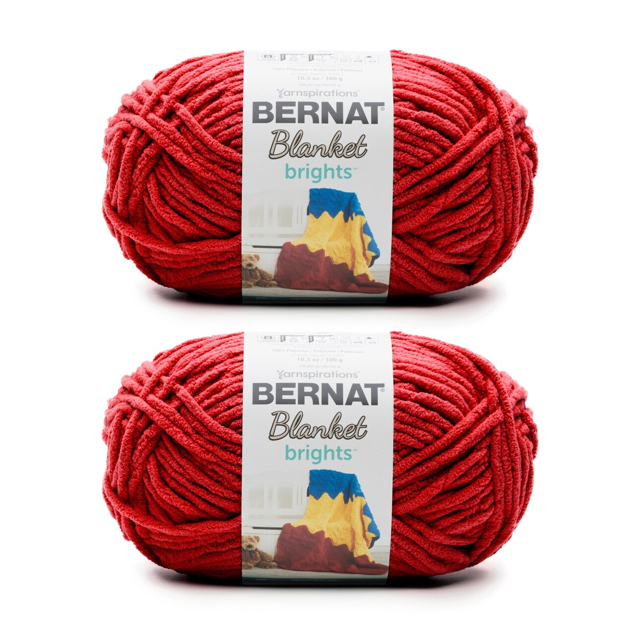 Bernat Blanket Brights Race Car Red Yarn - 2 Pack of 300g/10.5oz -  Polyester - 6 Super Bulky - 220 Yards - Knitting/Crochet